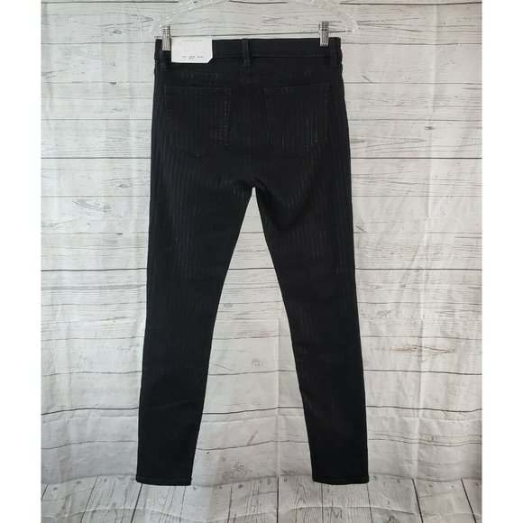 Ann Taylor LOFT Womens Skinny Jeans Sz 4 Black Stripes Mid Rise - Picture 3 of 7